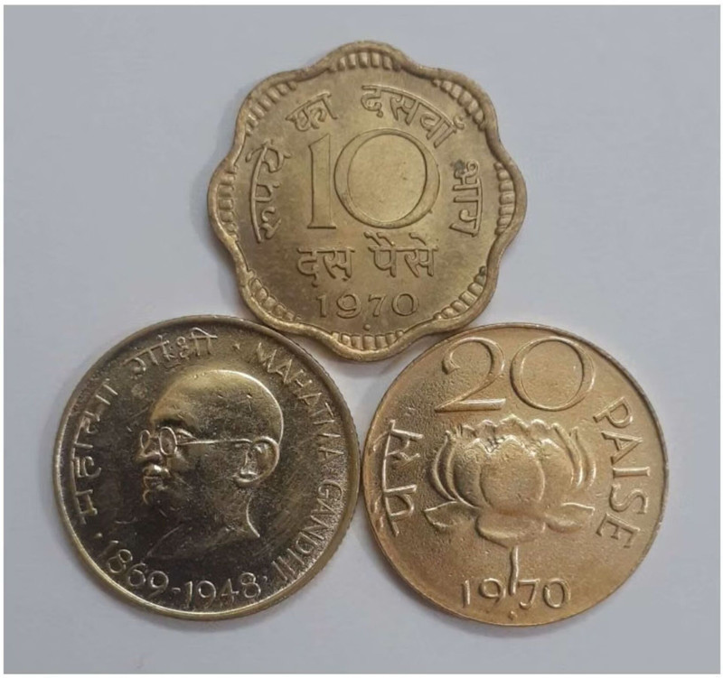 Hop n Shop Republic India Brass Coins Set of 3 | Vintage Numismatic Collectible UNC Medieval Coin Collection(3 Coins)