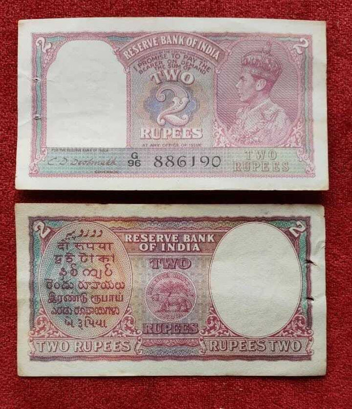 COINS WORLD 2 RUPEES C.D DESHMUKH SIGHNED GEORGE VI RARE COLLECTIBLE NOTE OF BRITISH ERA Modern Coin Collection(1 Coins)
