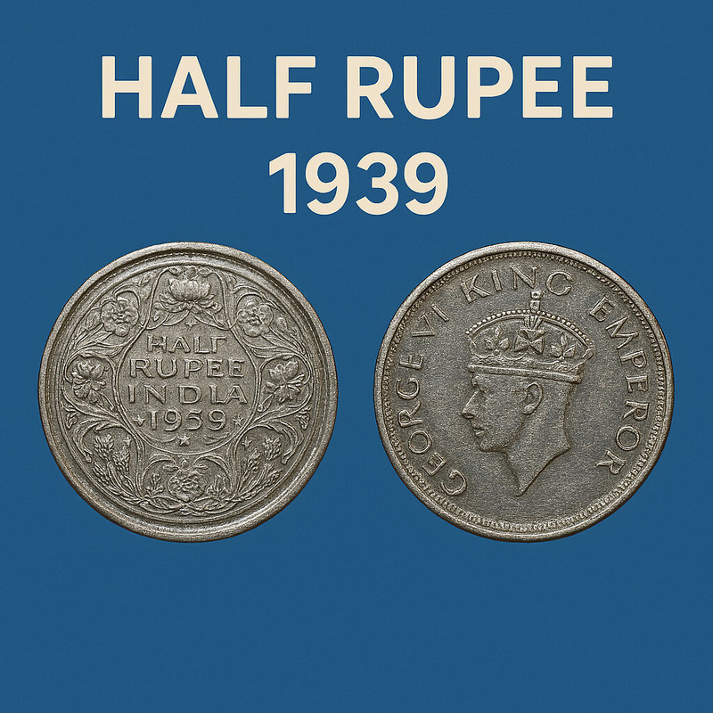 newway Half Rs. 1939 George VI British India Silverplated Rare Fancy Medieval Coin Collection(1 Coins)