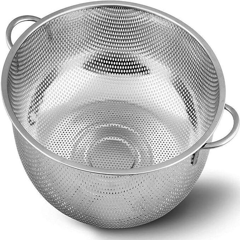 lOMESH Steel Colander,Food Strainer with Handle for Washing Draining Collapsible Strainer(Silver Pack of 0)