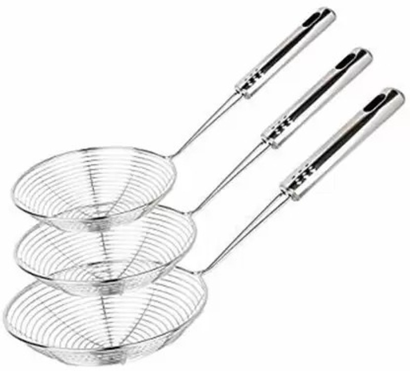 TACHI 16inch Stainless Steel Puri Strainer Jhara | deep fry jhara Deep Frying Basket(Steel Pack of 1)