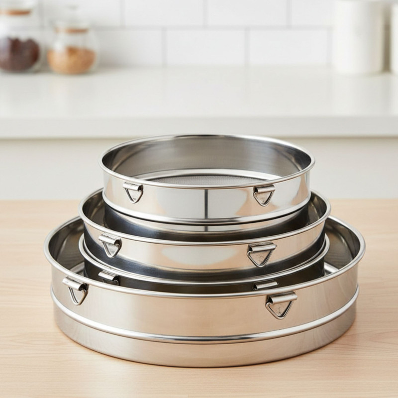 Ashirvaad Stainless steel Aatta Chalni, Flour Chalni- Pack of 3 Collapsible Sieve(Silver Pack of 3)