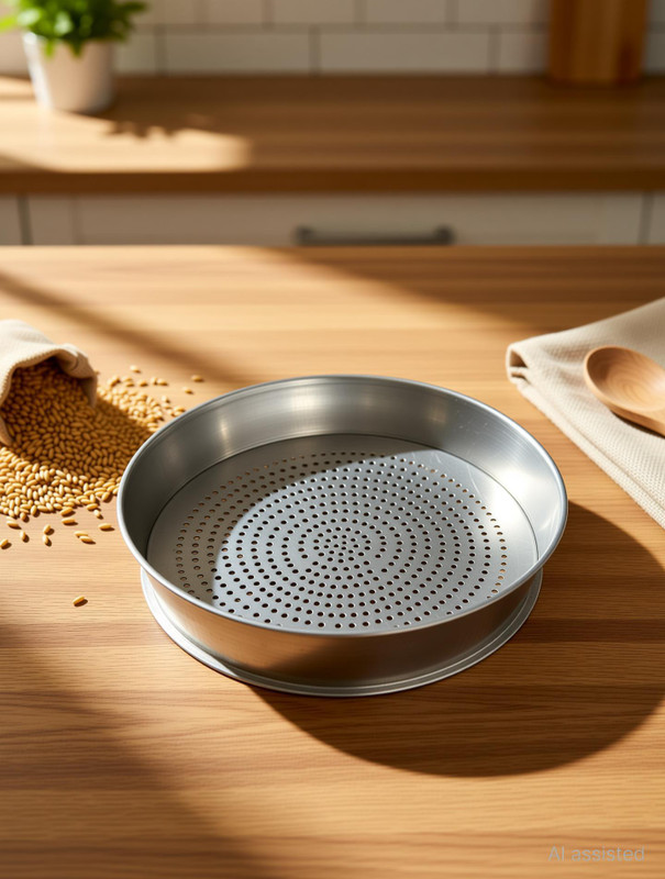 Mystrkiho Traditional Strainer Chalna Wheat/Rice/Masala Spices Churma Gehu Chawal Chalni Strainer(Silver Pack of 1)