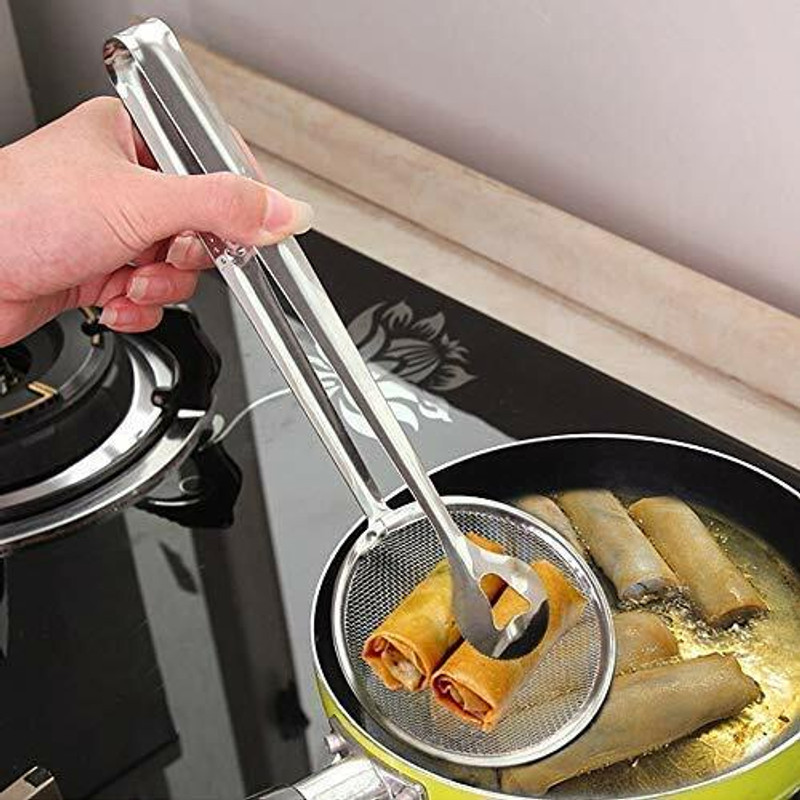Xudo Deep Fried Masher Snacks Cooking Serving Filter Tong For Oil Masher Deep Fried Masher 28 cm Serving Tong Set(Pack of 1)