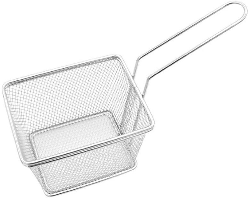 Milixir Stainless Steel Fry Basket – Mini Square Mesh for Fries, Chips & Chicken Tea Strainer(Pack of 1)