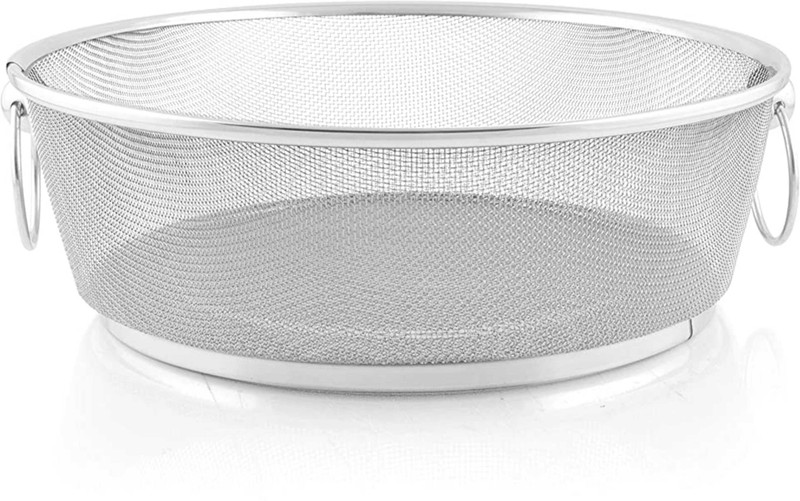 PRABHA Stainless Steel 28cm Fridge Basket Round, Basket with Handles Dishwasher Safe Colander(Silver Pack of 1)