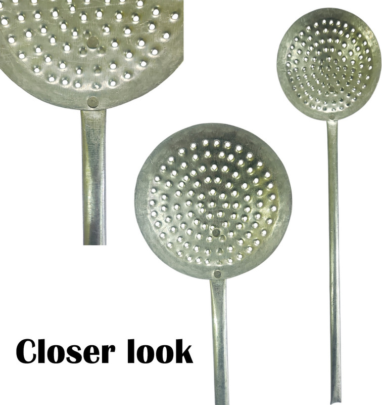 Mystrkiho Pure Iron Deep Fry oil Strainer Skimmer jhara zara for Kitchen Puri Wire Skimmer Deep Frying Basket(Silver Pack of 1)