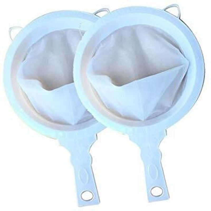 POLLYKING Plastic Strainer, Double Mesh, Milk Strainer, Liquid Strainer Filter,White Collapsible Strainer(Multicolor Pack of 2)