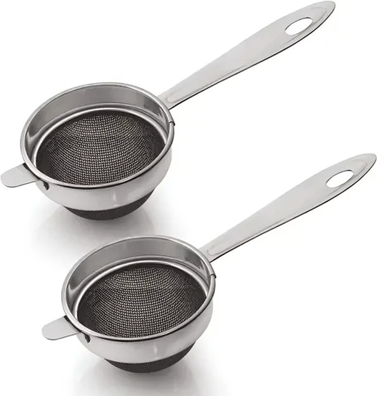 ARSCART Double Mesh Tea Strainer Chalni 8 cm Diameter Strainer(Silver Pack of 2)
