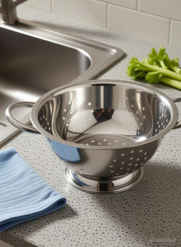 KARFE STAINLESS STEEL COLANDER, STRAINER, SIEVES 18CM WITH PUDDING AND HANDLE CHANNI Colander(Steel Pack of 1)