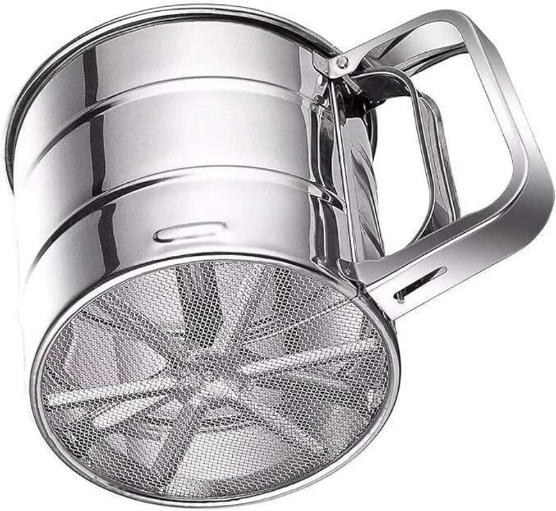 Jiyancreation Stainless Steel Mesh Flour Sifter al Baking Icing Sugar Shaker Sieve Collapsible Strainer(Steel Pack of 1)