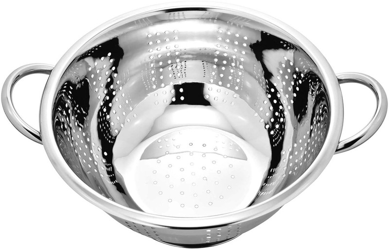 PRABHA Stainless Steel Rust Proof Mirror Finish 24 cm Medium Size Colander Multipurpose Collapsible Strainer(Silver Pack of 1)