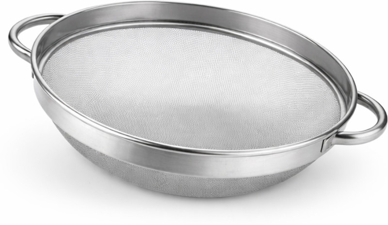 MkPrimehub Heavy Duty Food Strainer Puran Jali Chalani Fine Mesh Sieve Strong Handle Collapsible Strainer(Silver Pack of 1)