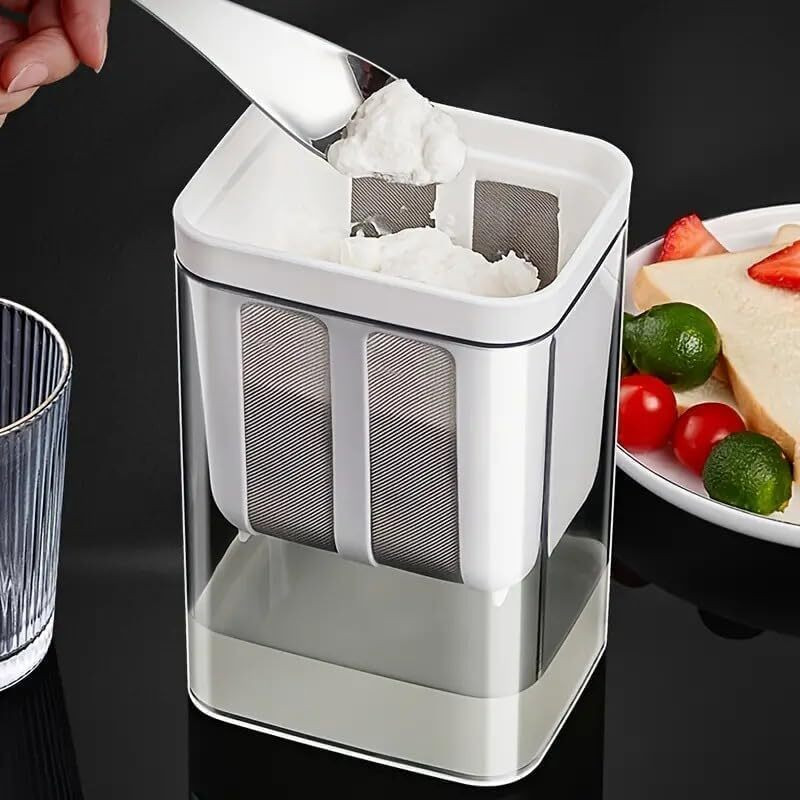 Asunby Greek Yogurt & Hung Curd Maker 1100ml with Fine Mesh Strainer for Thick Yogurt Yogurt Maker(White)