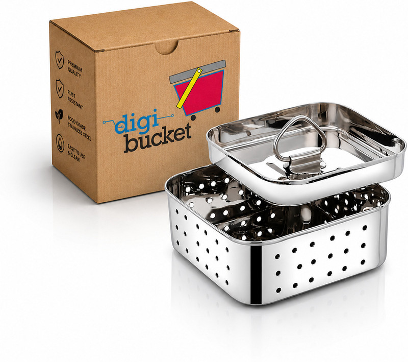 DIGI BUCKET Paneer Maker 250ml | Square Paneer Maker Mould Press | Steel Paneer Maker Small Strainer(Steel Pack of 1)