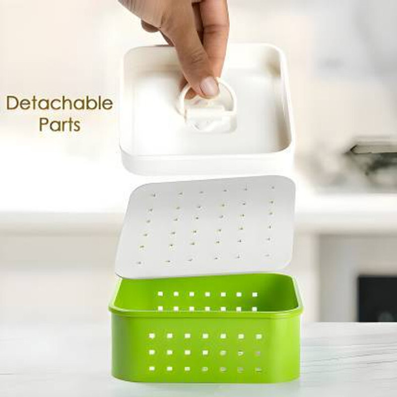 MANANI PANEER MAKER MOULD PLASTIC, SQUARE SHAPE PANEER MAKER Strainer(Green Pack of 1)