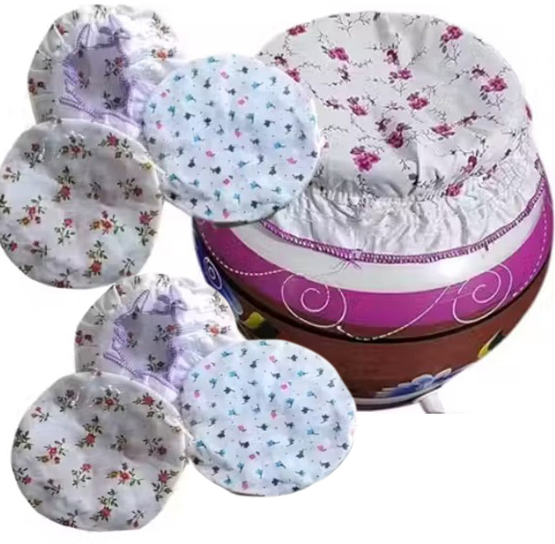 RISHABH. All Matka Cover with Rubber Grip Size Adjustable Made with Cotton Washable Collapsible Strainer(Multicolor Pack of 5)