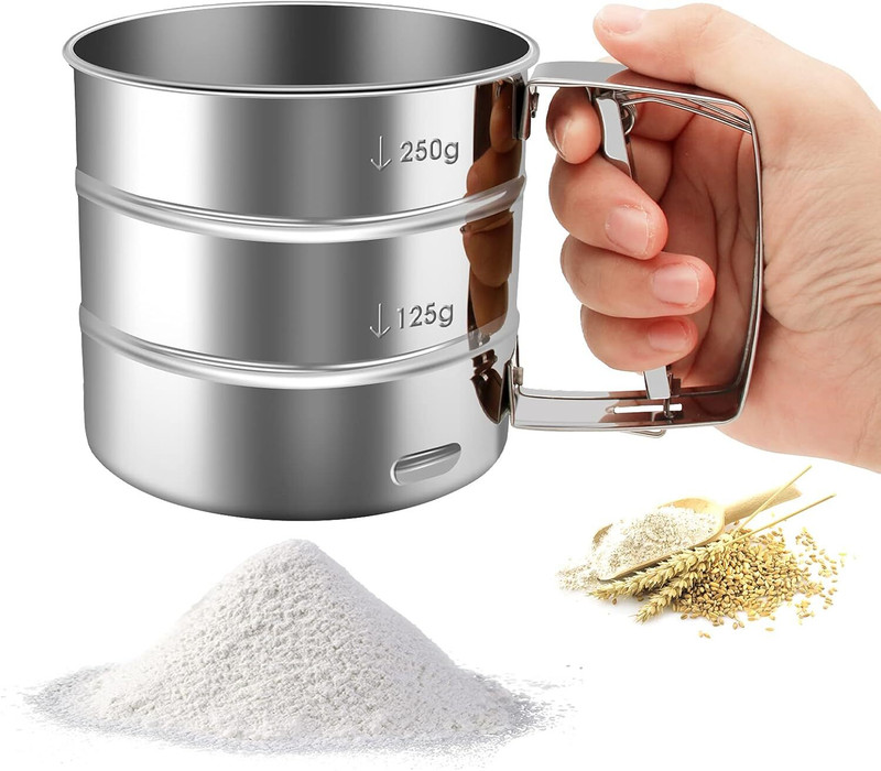 DARKFISH Flour Shifter Collapsible Strainer(Silver)