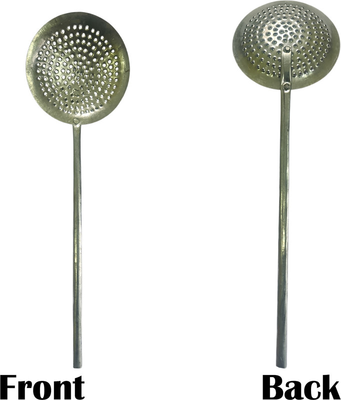 Mystrkiho Heavy Poni/Deep Fry Jhara For Frying Basting/Serving Skimmer Non-Stick Spatula Deep Frying Basket(Silver Pack of 1)
