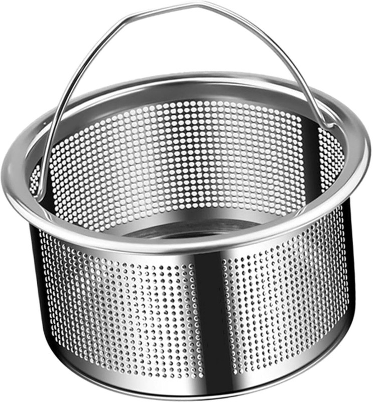 TELVANO Kitchen Sink Strainer with Handle Drain Hair Catcher Collapsible Strainer(Silver Pack of 1)