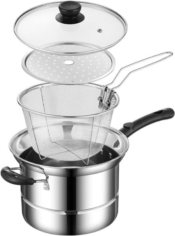 mantus MULTIFUNCTIONAL COOKING FRY POT 22CM Stainless Steel, Plastic Steamer(5 L)
