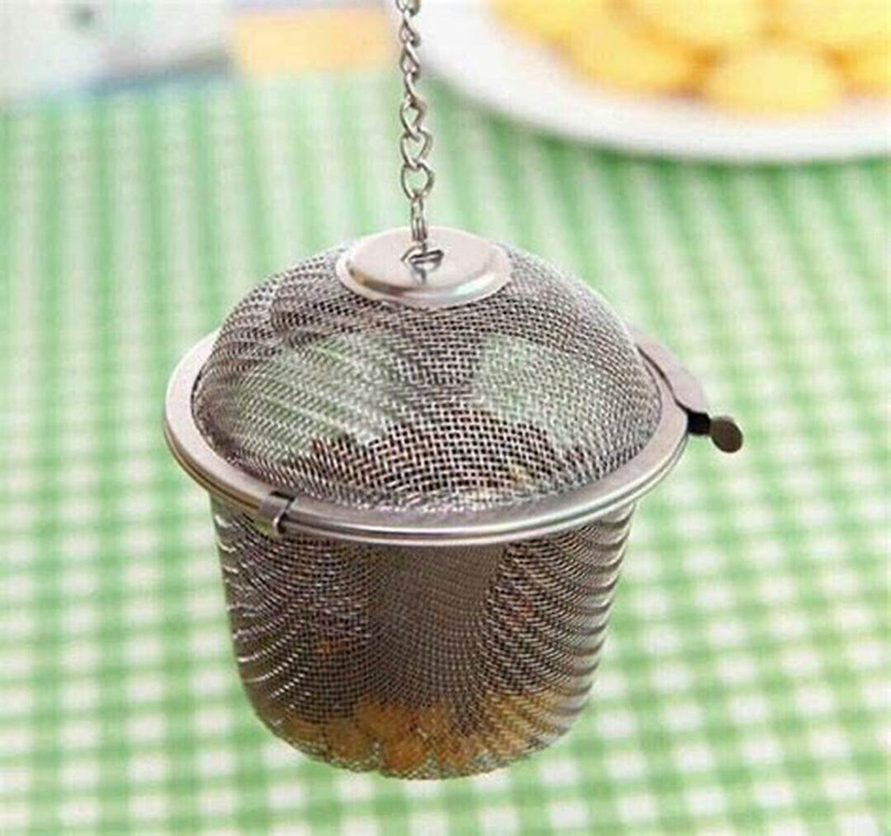 YUVAAN Small Net Mesh Style Easy Loose Leaves Green Tea Filter Pot Infuser - 5 cm. Strainer(Silver Pack of 1)