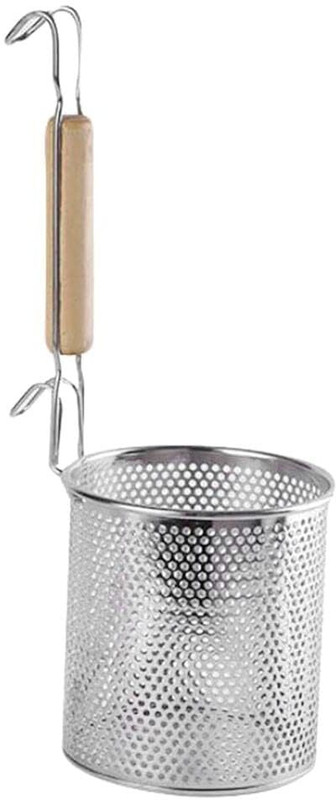 BRVIMA Stainless Steel Pasta And Noodle Strainer Basket Deep Frying Basket(Steel Pack of 1)