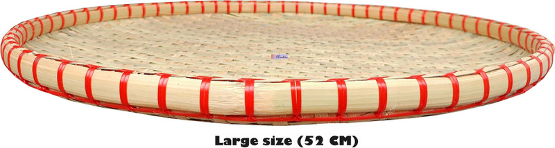 SSunshiine Large size bamboo made Dala, Sieve for straining out water from granules Colander(Yellow Pack of 1)