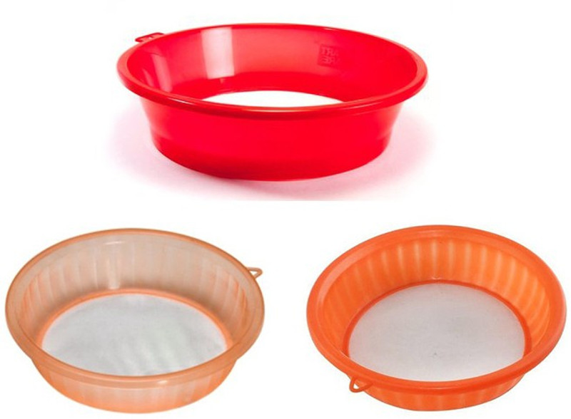QUISTAL Multipurpose Plastic Flour/Atta Strainer, Sieves, Chalnis, Pack of 5, Multicolor Sieve(Multicolor Pack of 5)