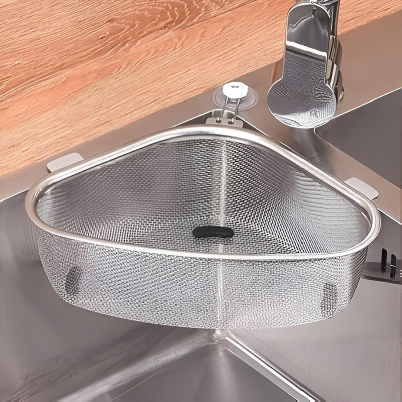 HavenFlix Stainless Steel Kitchen Sink Corner Strainer Basket Strainer(Steel Pack of 1)