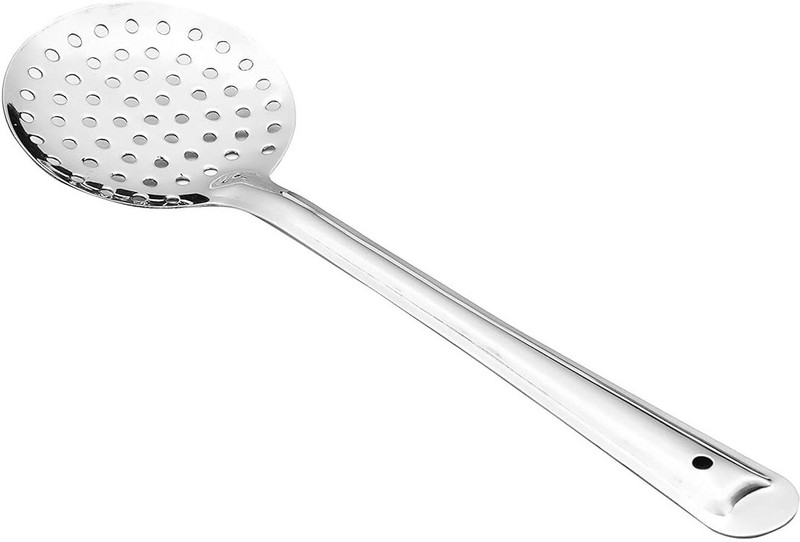 Indian Cloud Skimmer/Jhara/Poni/Kichen spoon/Jharni for frying and straining oily food Strainer(Silver Pack of 1)