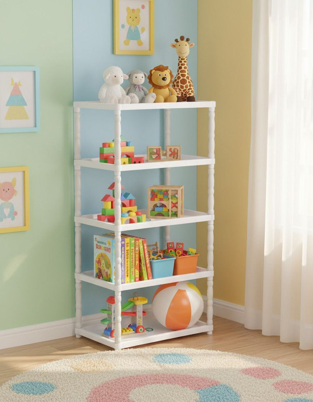 FLIPZON Multipurpose 5-Shelf Plastic Storage Organizer for Clothes, Toys PP Collapsible Wardrobe(Finish Color - (White, 5-Tier), DIY(Do-It-Yourself))