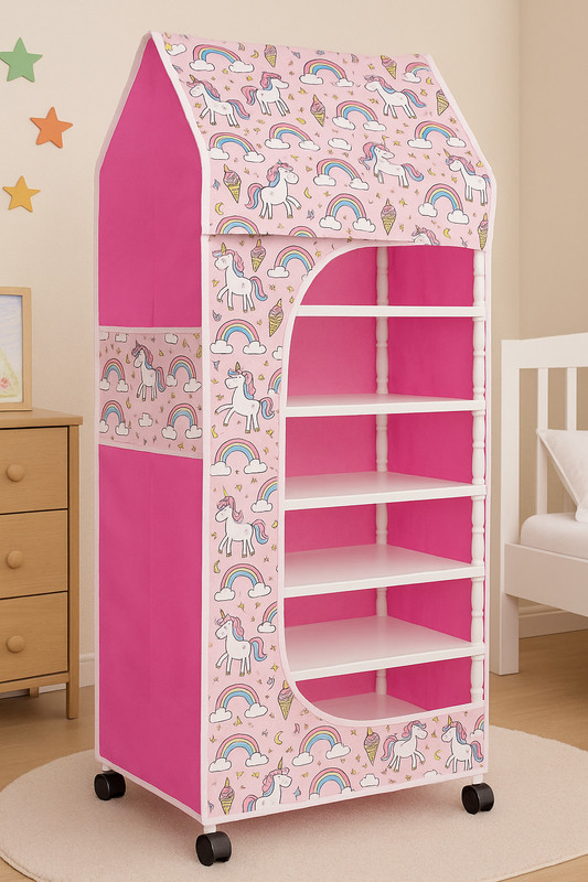YouCopia 1 Door 6 Shelf Fabric Plastic 2025 PVC Collapsible Wardrobe(Finish Color - Unicorn, DIY(Do-It-Yourself))