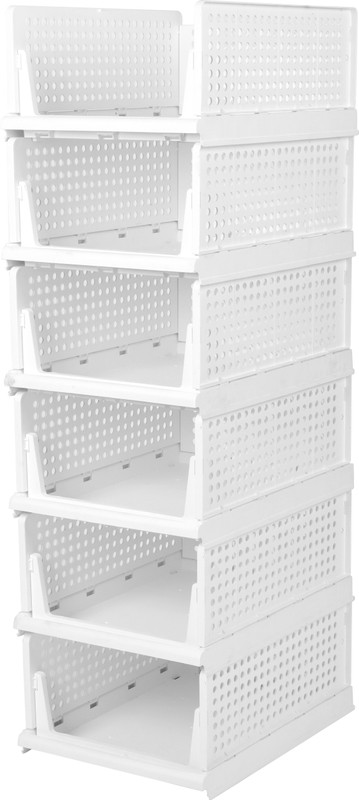Sorath Plastic Foldable and Stackable Closet Drawer Organizer for Clothes (Pack of 6) PVC Collapsible Wardrobe(Finish Color - White, Pre-assembled)