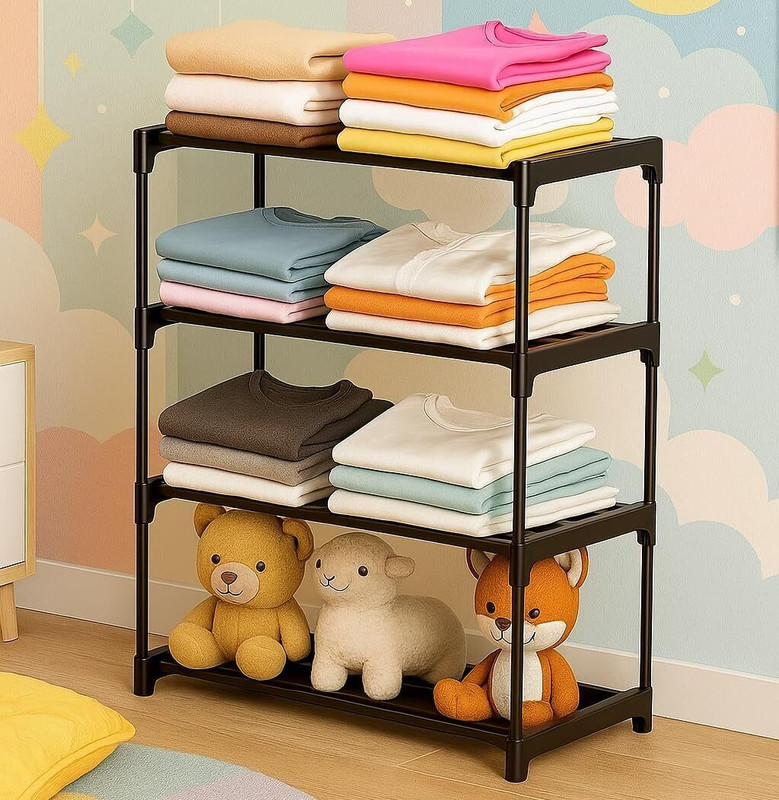 Zyra 4 Shelves Storage Clothes Storage Rack PP Collapsible Wardrobe(Finish Color - Multicolor, DIY(Do-It-Yourself)) - 66% off at DetectaDeal