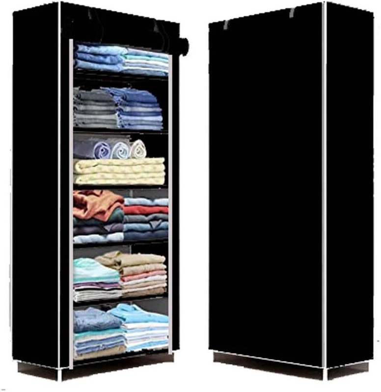 akstore shoe rack black 6 liyar PP Collapsible Wardrobe(Finish Color - black, DIY(Do-It-Yourself)) - 77% off at DetectaDeal