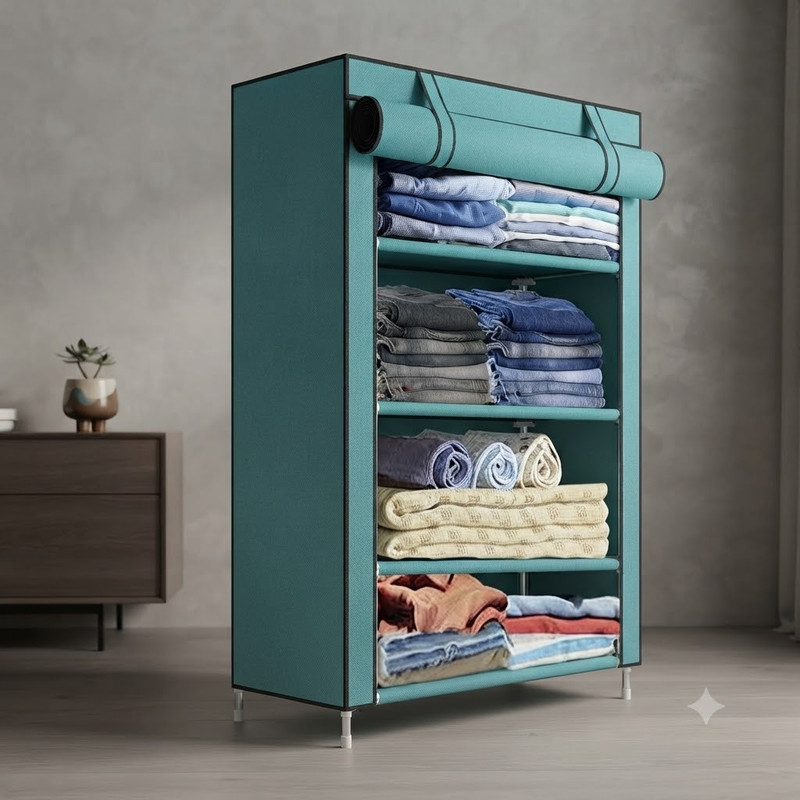 Attache Carbon Steel Collapsible Wardrobe(Finish Color - FIROZI, DIY(Do-It-Yourself))