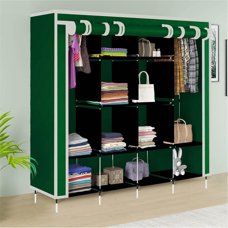 Continental Plastic Collapsible Wardrobe Foldable PP Collapsible Wardrobe(Finish Color - Green, DIY(Do-It-Yourself))