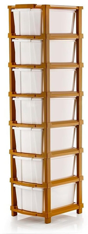 ASHLAS 7 Plastic Modular Drawer System for Home, Office Free Standing Chest of Drawers PP Collapsible Wardrobe(Finish Color - 7 White, DIY(Do-It-Yourself))