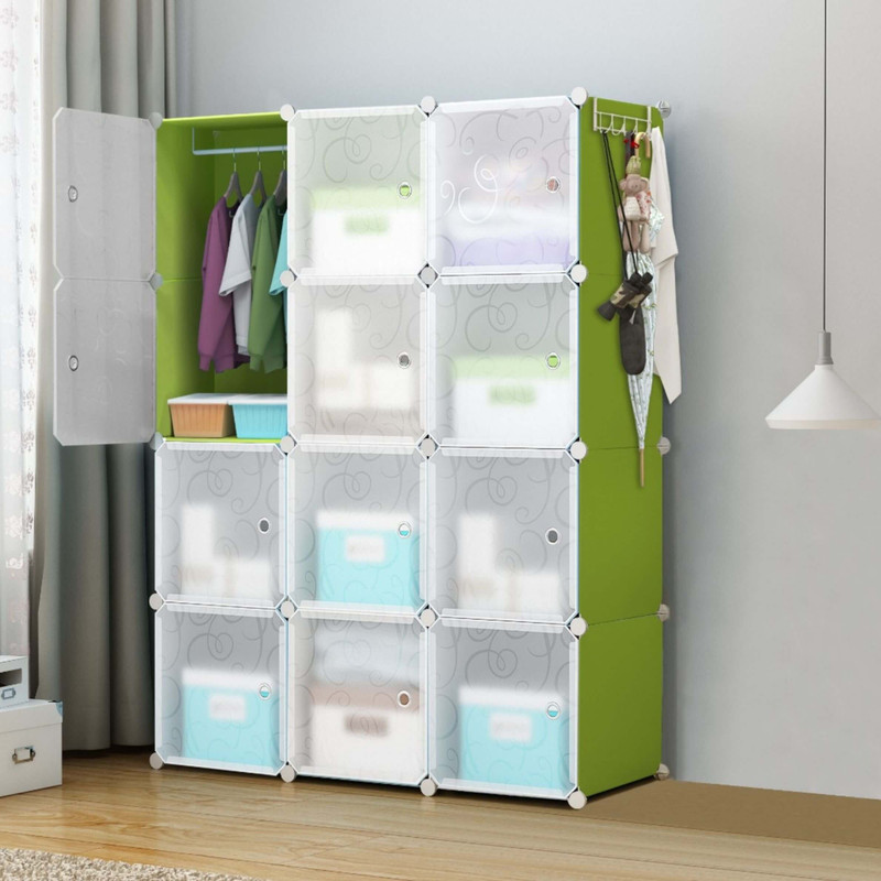 UTILLO 12 DOOR GREEN (T) PP Collapsible Wardrobe(Finish Color - GREEN, DIY(Do-It-Yourself))