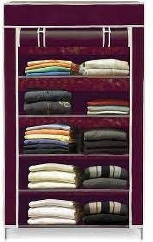 FRESHWIND Carbon Steel Collapsible Wardrobe(Finish Color - Meroon, DIY(Do-It-Yourself))