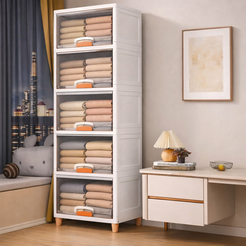ZENVEXYO Micro Fiber Collapsible Wardrobe(Finish Color - 5 - White, DIY(Do-It-Yourself))