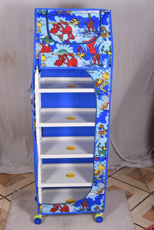 totsyzone 6SELF PVC Collapsible Wardrobe(Finish Color - BLUE, DIY(Do-It-Yourself))