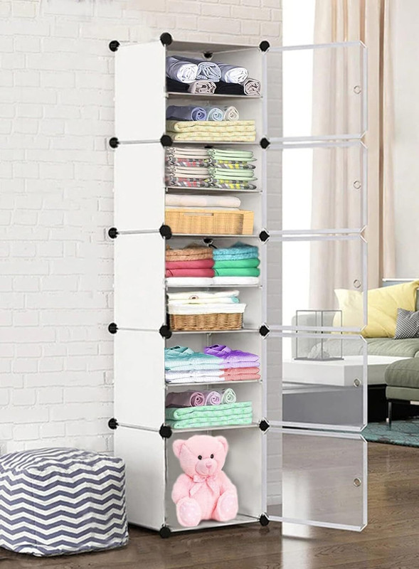 KriShyam Shoe Rack Organizer DIY 20 Pair Tower 5 Door Portable Cabinet for Boots Shoes PP Collapsible Wardrobe(Finish Color - White, DIY(Do-It-Yourself))