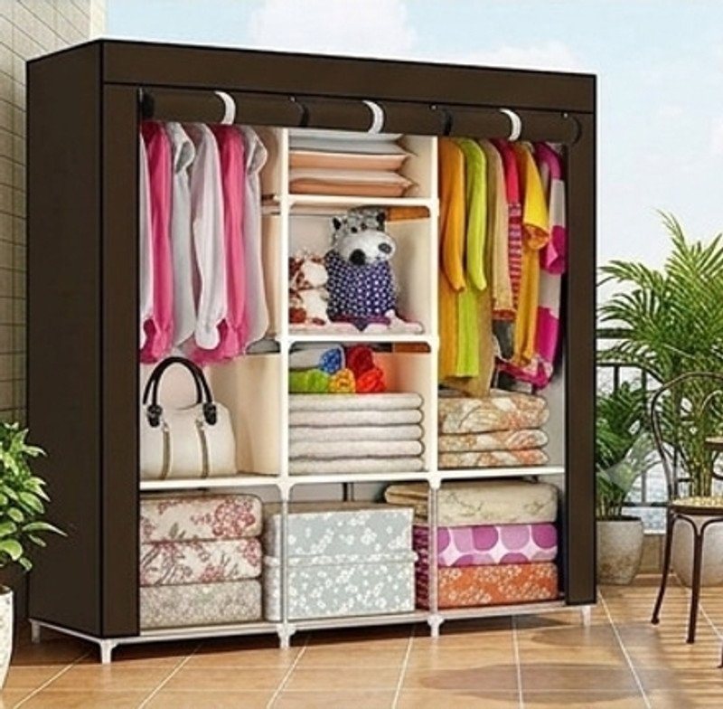 SHOEVAULT SOLID BROWN WARDROBE Carbon Steel Collapsible Wardrobe(Finish Color - BROWN, DIY(Do-It-Yourself)) - 61% off at DetectaDeal