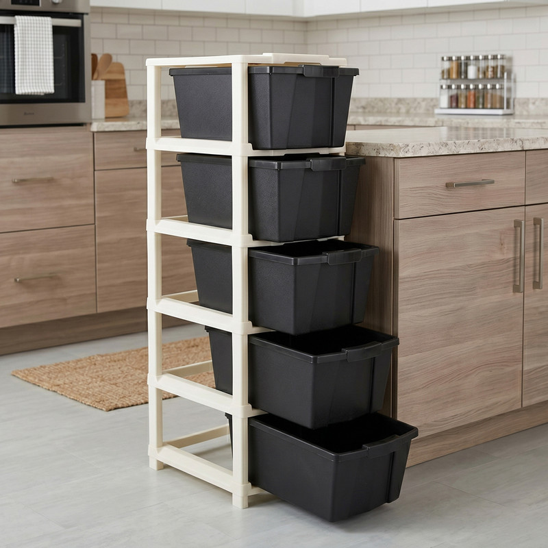 Suptikes Multi Layer Cabinet with User Friendly Storage Build PP Collapsible Wardrobe(Finish Color - Brown, DIY(Do-It-Yourself))