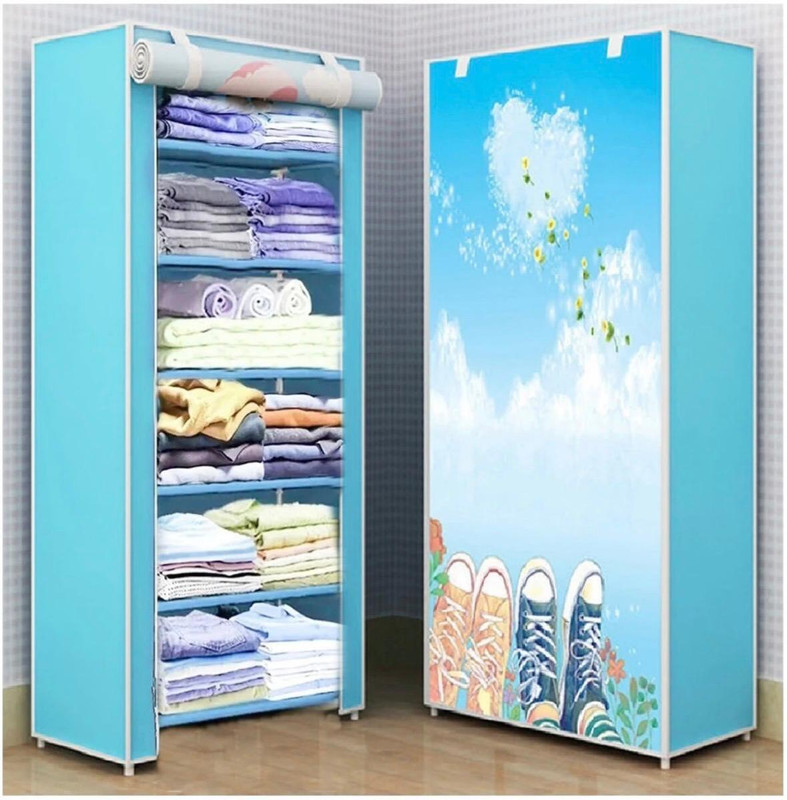 akstore Dotta shoe Print Shoe Rack 6 Layer Foldable Dustproof Shoe Organizer PP Collapsible Wardrobe(Finish Color - M BLUE, DIY(Do-It-Yourself)) - 76% off at DetectaDeal