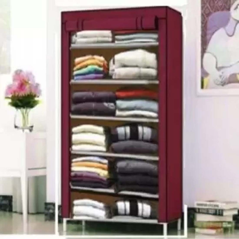 FRESHWIND Carbon Steel Collapsible Wardrobe(Finish Color - Meroon, DIY(Do-It-Yourself))