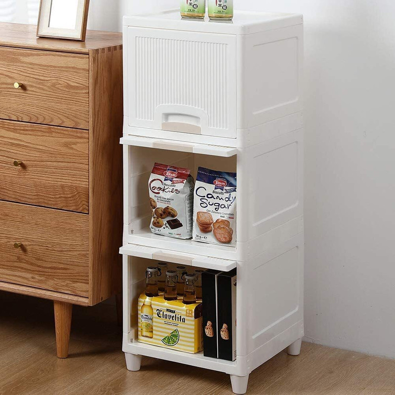 Aesthetics 3-Door 3-Shelf Plastic Foldable Wardrobe for Clothes Plastic Cloth Rack PP Collapsible Wardrobe(Finish Color - 3-White, DIY(Do-It-Yourself))
