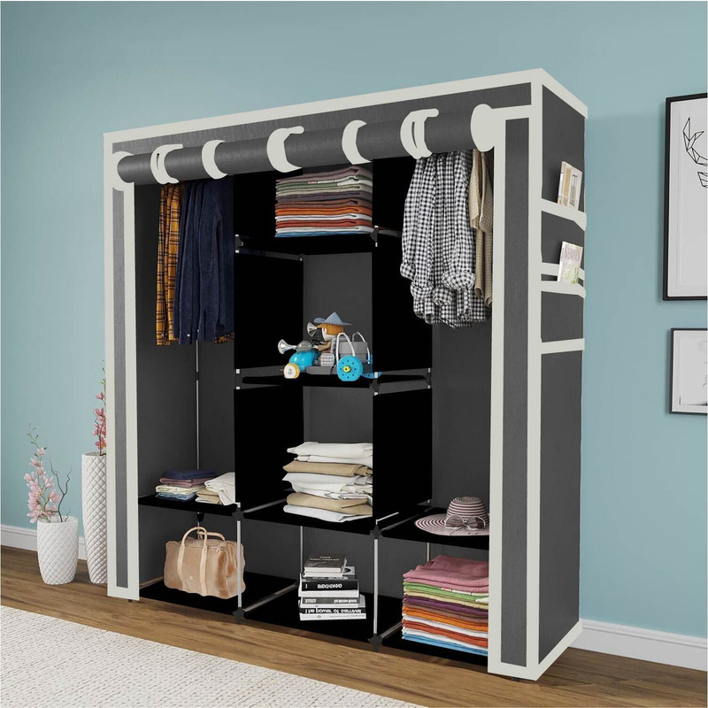 Continental 6+2 Shelves Portable 88130 PP Collapsible Wardrobe(Finish Color - Grey, DIY(Do-It-Yourself))